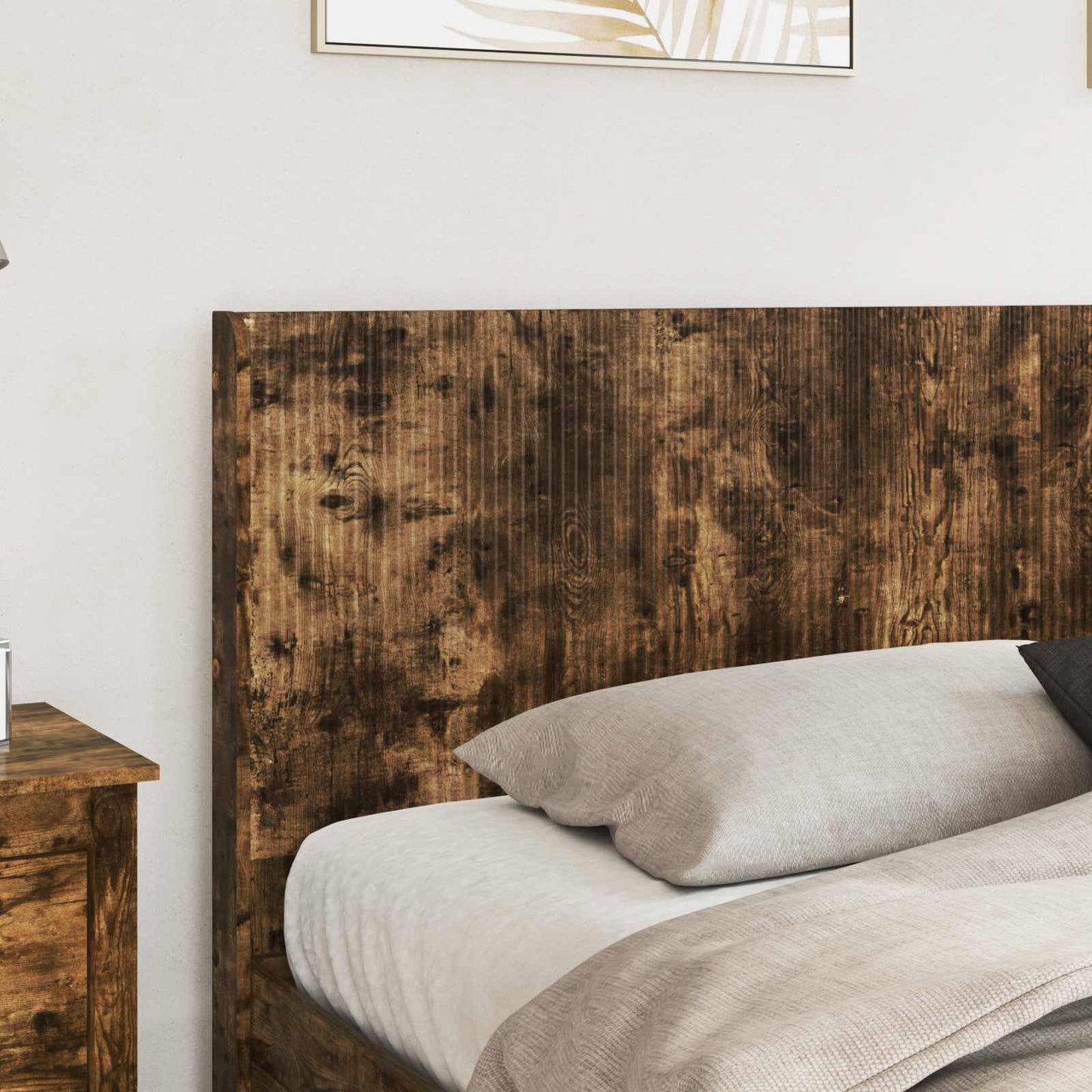 Bedframe met opbergruimte en hoofdbord Gerookt eiken