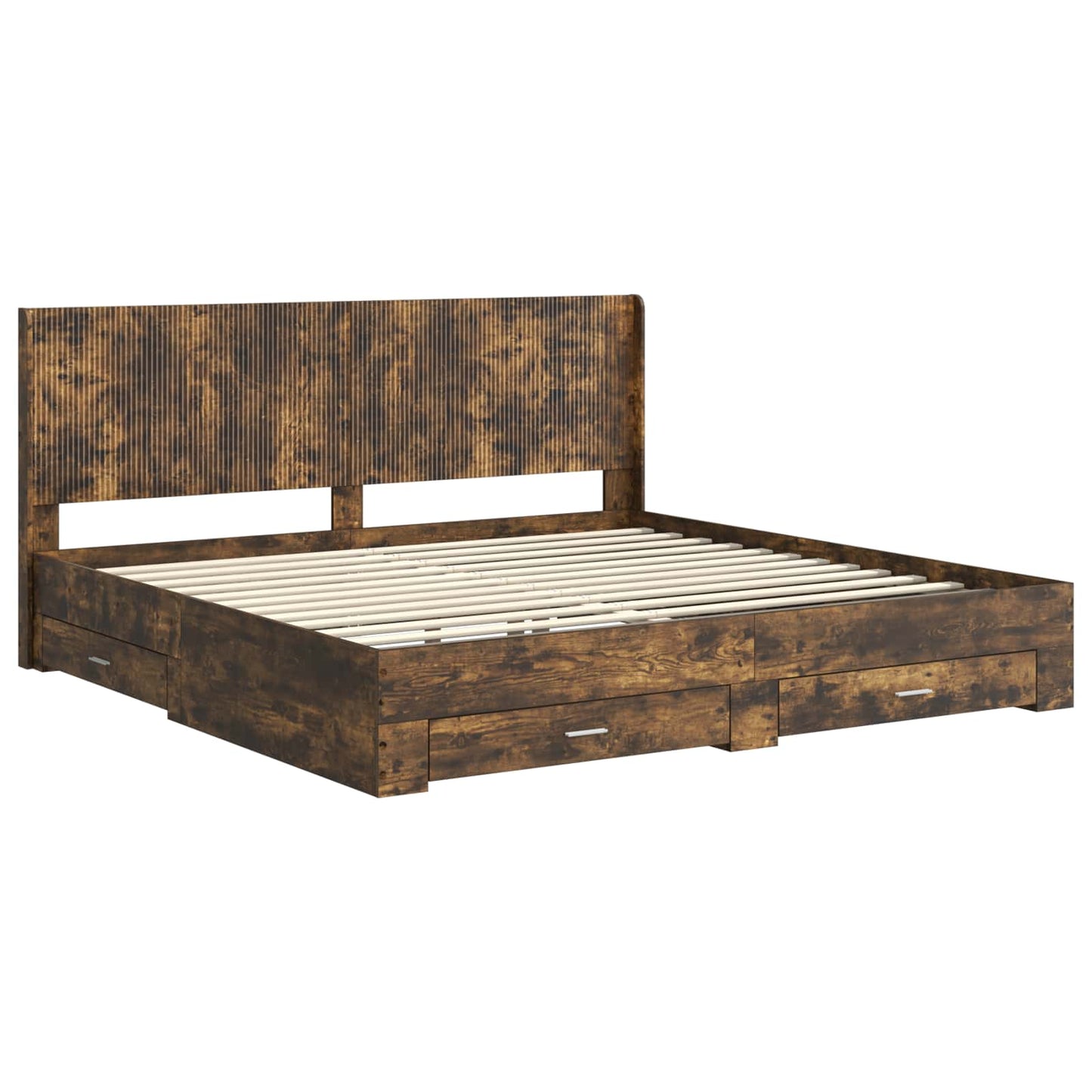 Bedframe met opbergruimte en hoofdbord Gerookt eiken