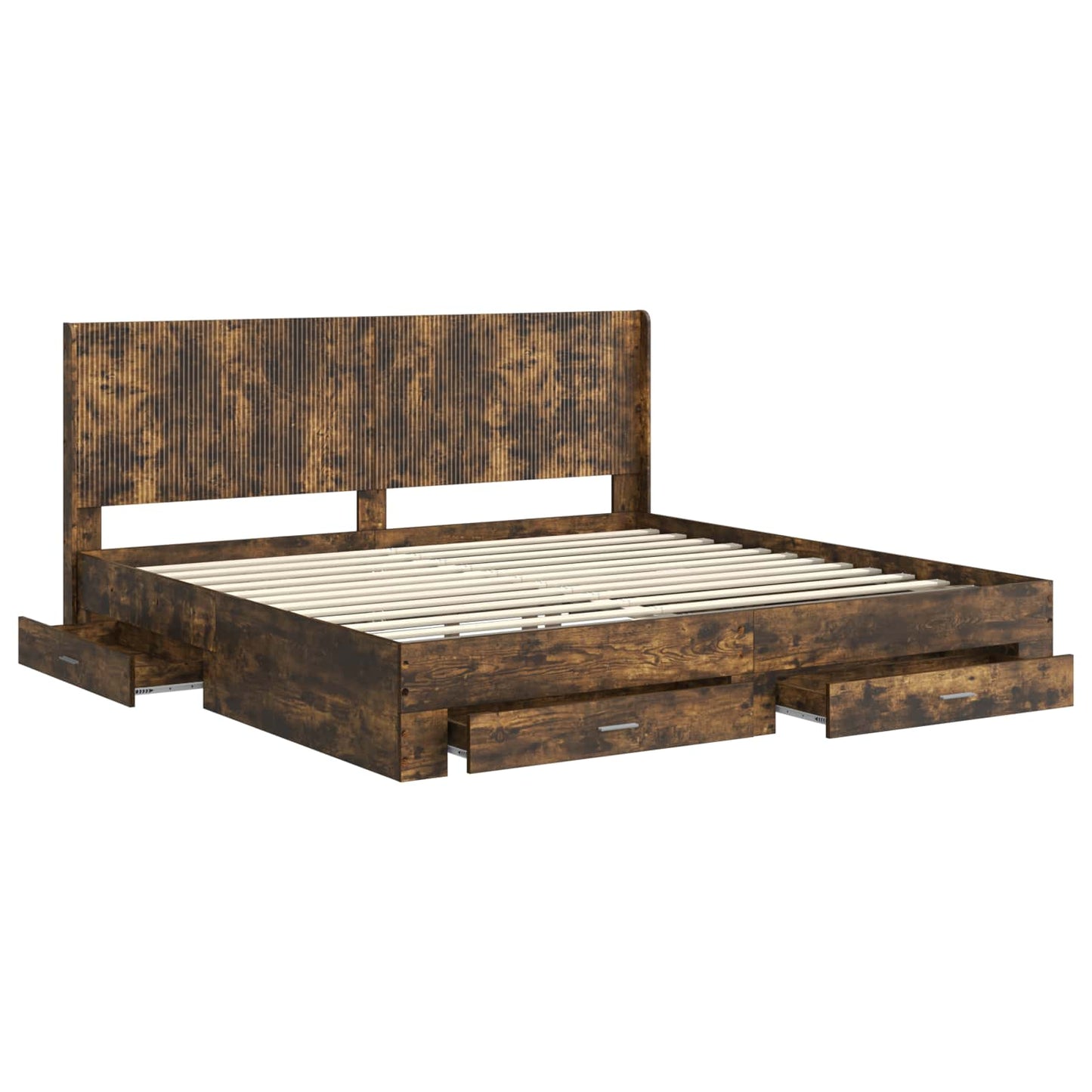 Bedframe met opbergruimte en hoofdbord Gerookt eiken
