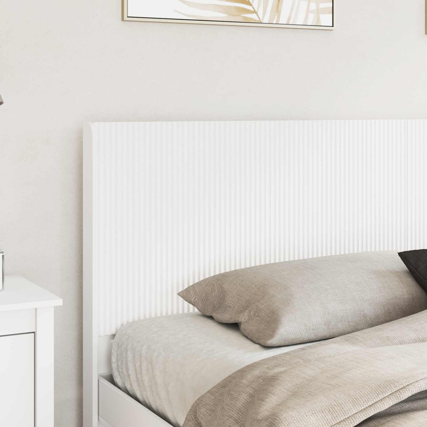 Bedframe met opbergruimte en hoofdbord Wit Bewerkt hout