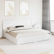 Bedframe met opbergruimte wit bewerkt hout 203x186,5x100 cm