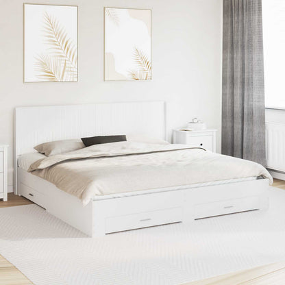 Bedframe met opbergruimte en hoofdbord Wit Bewerkt hout