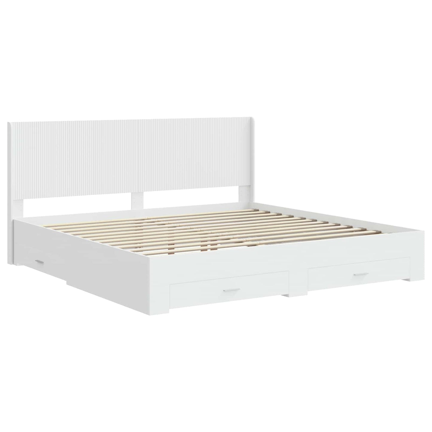 Bedframe met opbergruimte en hoofdbord Wit Bewerkt hout