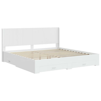 Bedframe met opbergruimte en hoofdbord Wit Bewerkt hout