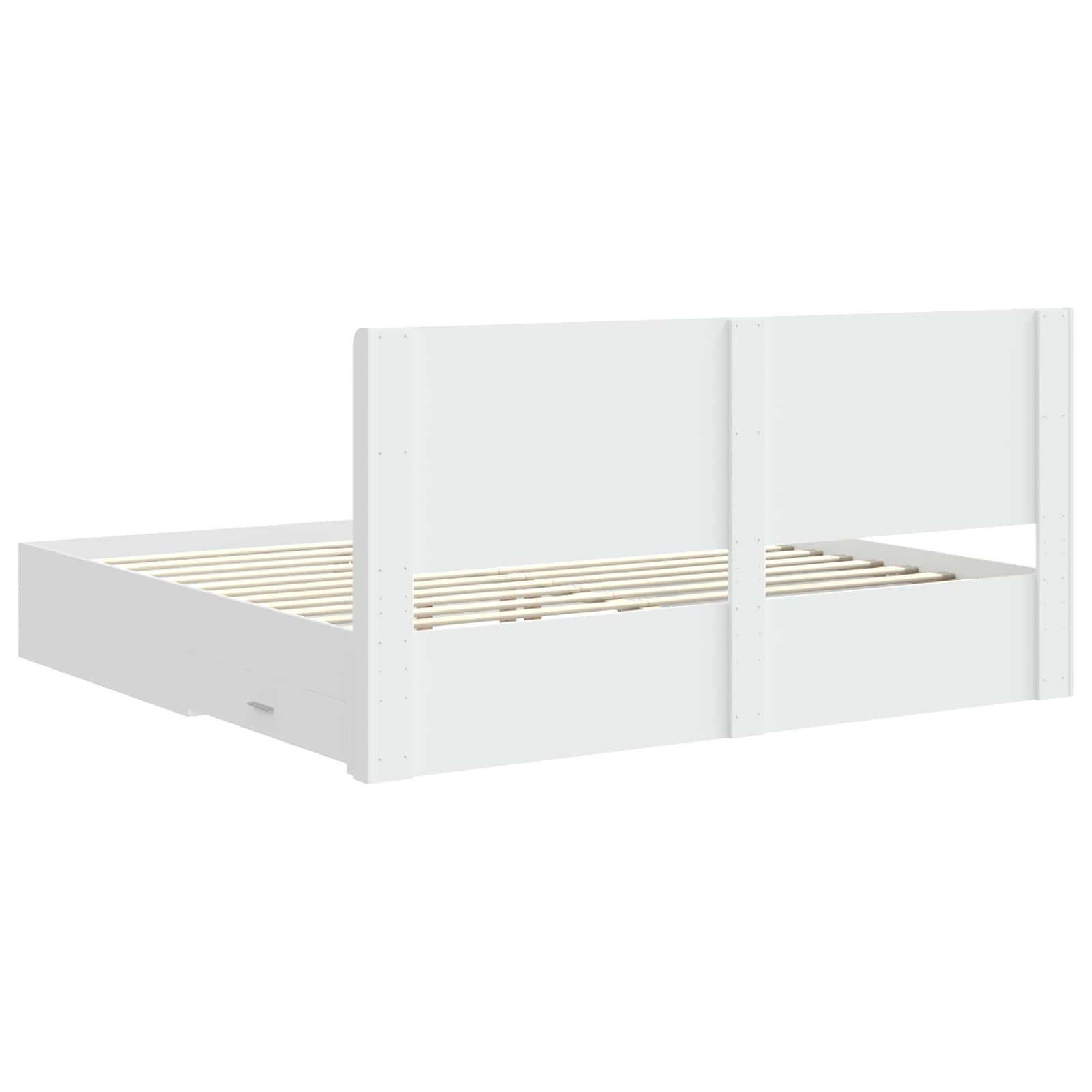Bedframe met opbergruimte en hoofdbord Wit Bewerkt hout