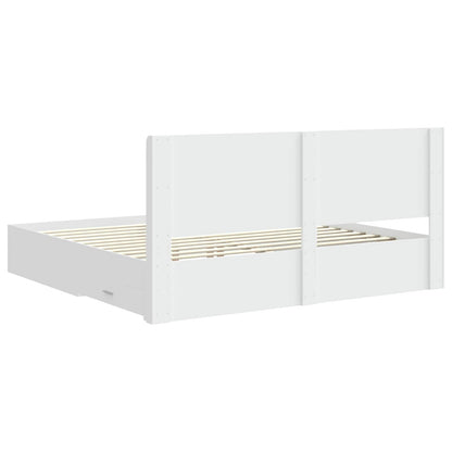 Bedframe met opbergruimte en hoofdbord Wit Bewerkt hout