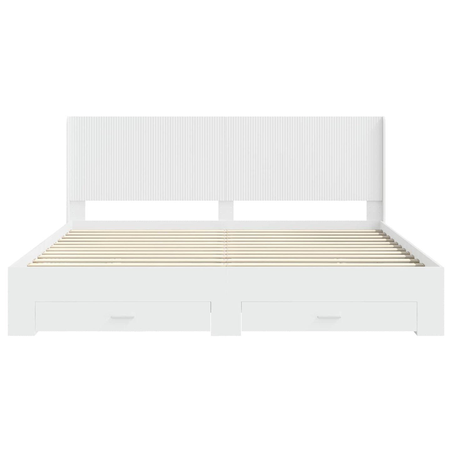 Bedframe met opbergruimte en hoofdbord Wit Bewerkt hout