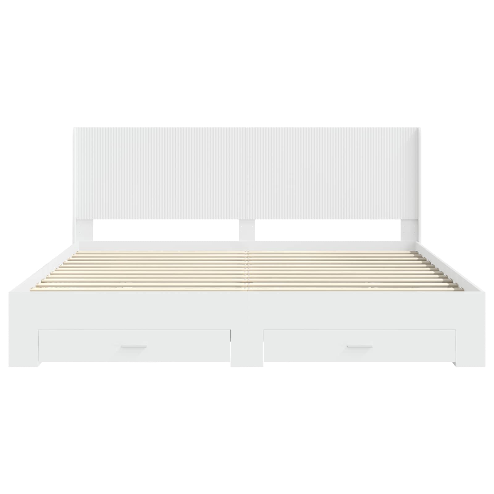 Bedframe met opbergruimte en hoofdbord Wit Bewerkt hout