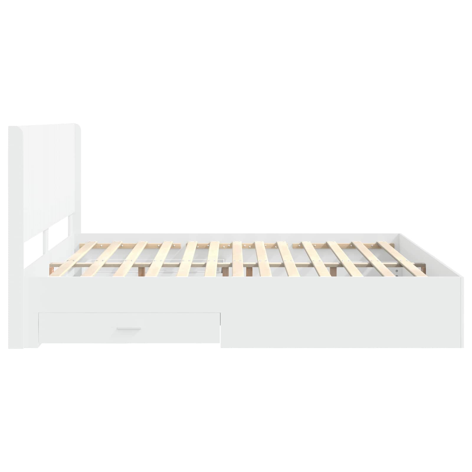 Bedframe met opbergruimte en hoofdbord Wit Bewerkt hout