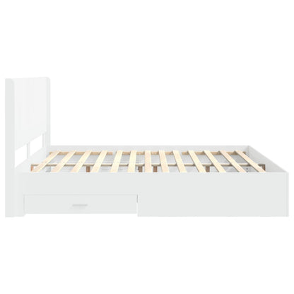 Bedframe met opbergruimte en hoofdbord Wit Bewerkt hout