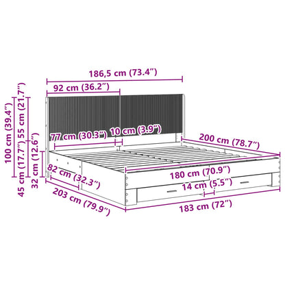 Bedframe met opbergruimte en hoofdbord Wit Bewerkt hout