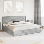 Bedframe met opbergruimte en hoofdbord Betongrijs Bewerkt hout