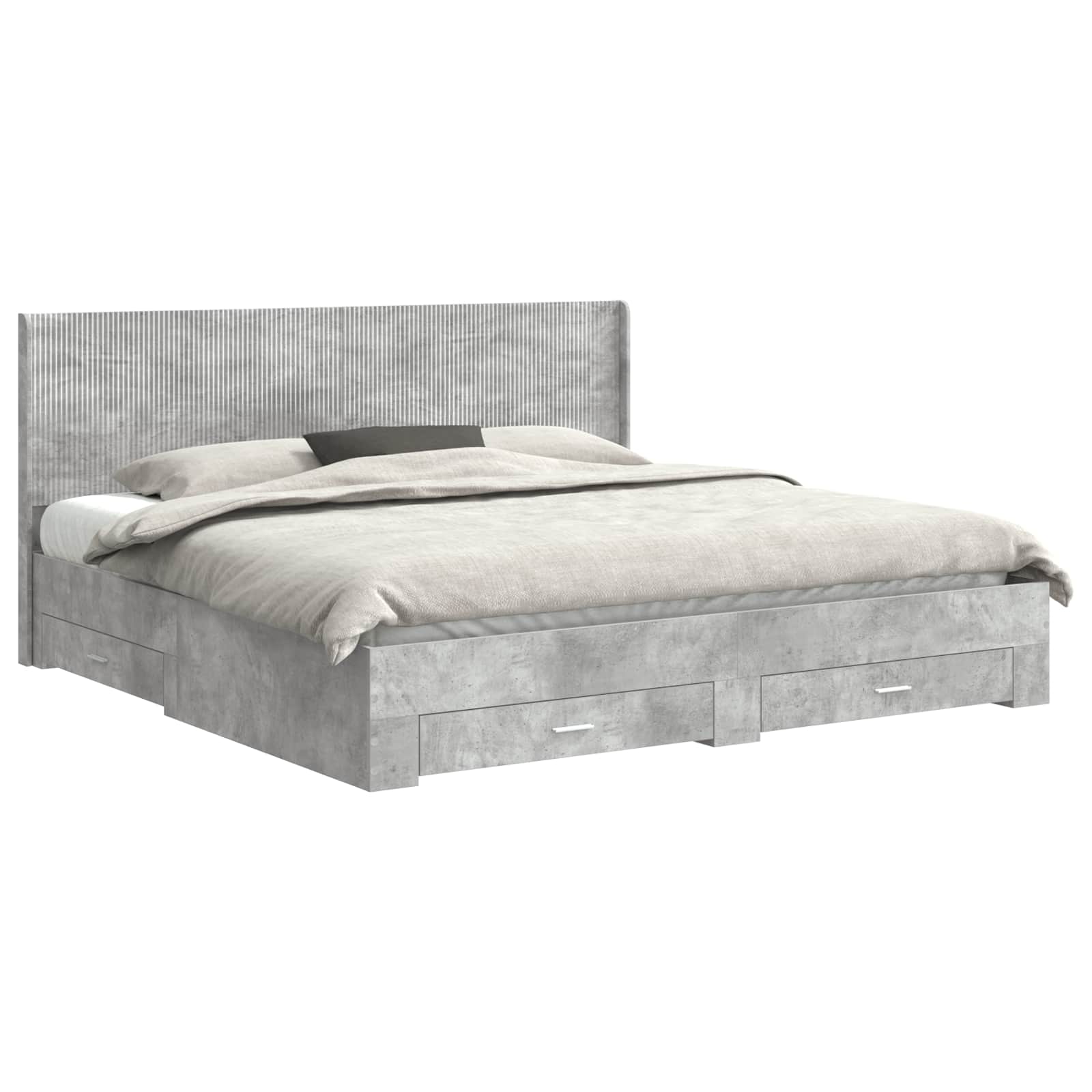 Bedframe met opbergruimte en hoofdbord Betongrijs Bewerkt hout