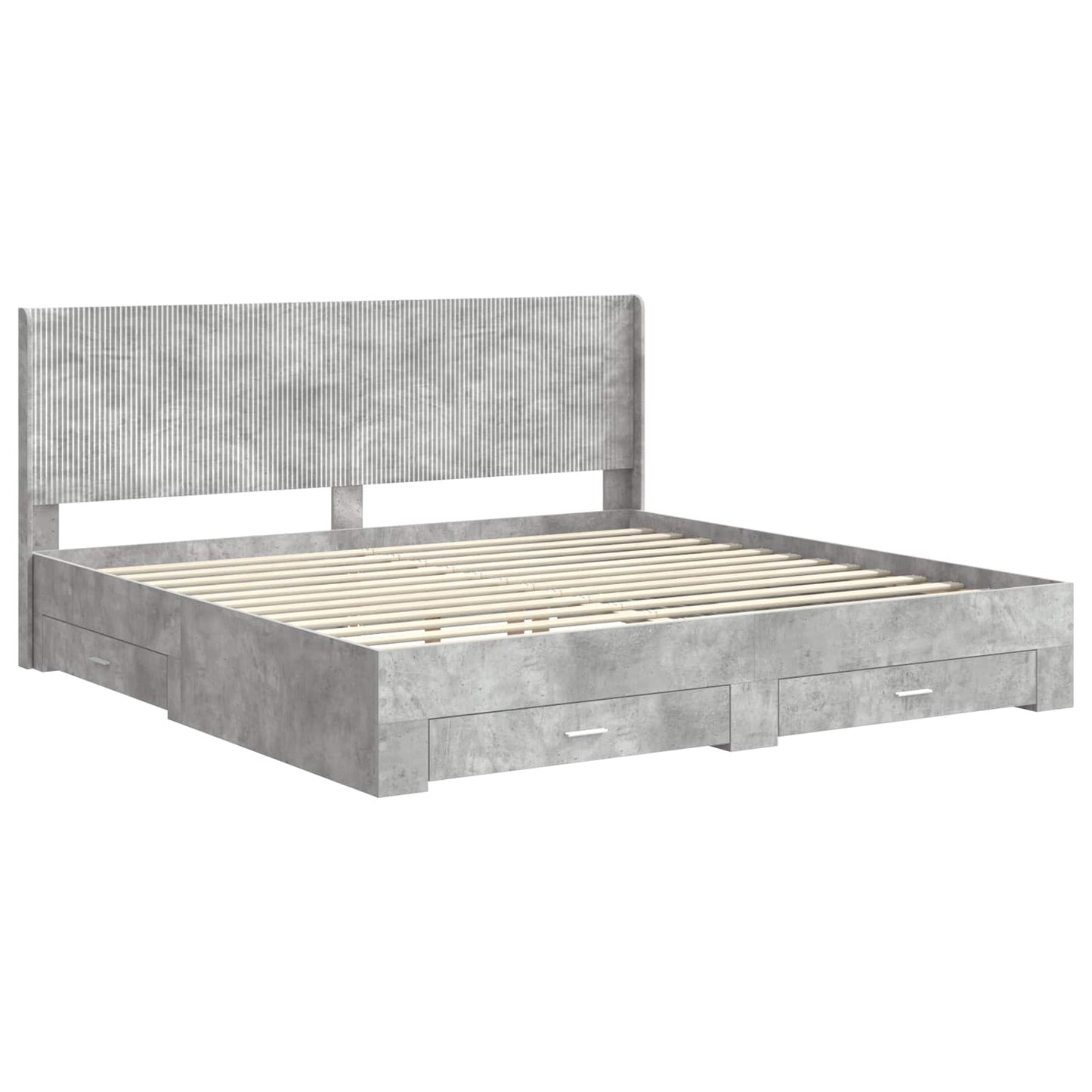 Bedframe met opbergruimte en hoofdbord Betongrijs Bewerkt hout