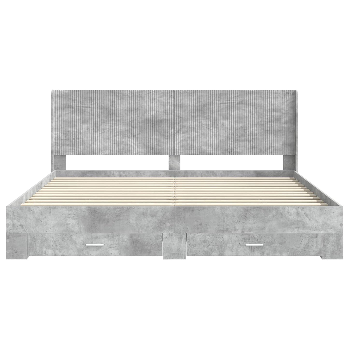 Bedframe met opbergruimte en hoofdbord Betongrijs Bewerkt hout