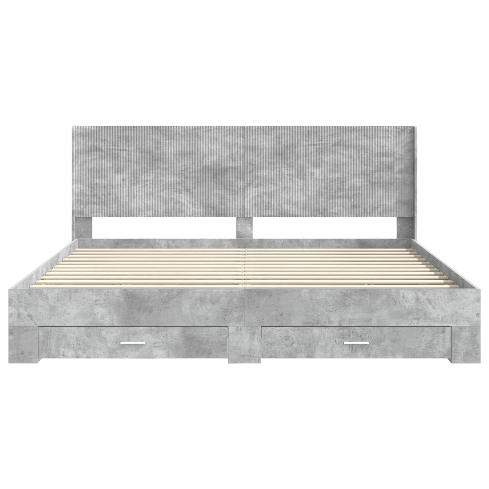Bedframe met opbergruimte en hoofdbord Betongrijs Bewerkt hout