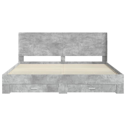 Bedframe met opbergruimte en hoofdbord Betongrijs Bewerkt hout