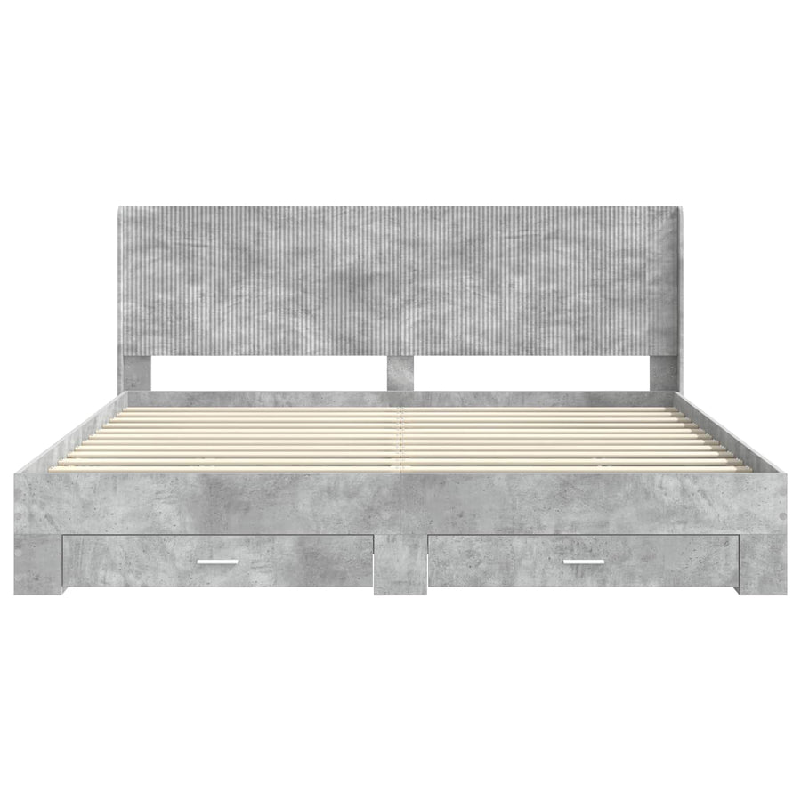 Bedframe met opbergruimte en hoofdbord Betongrijs Bewerkt hout