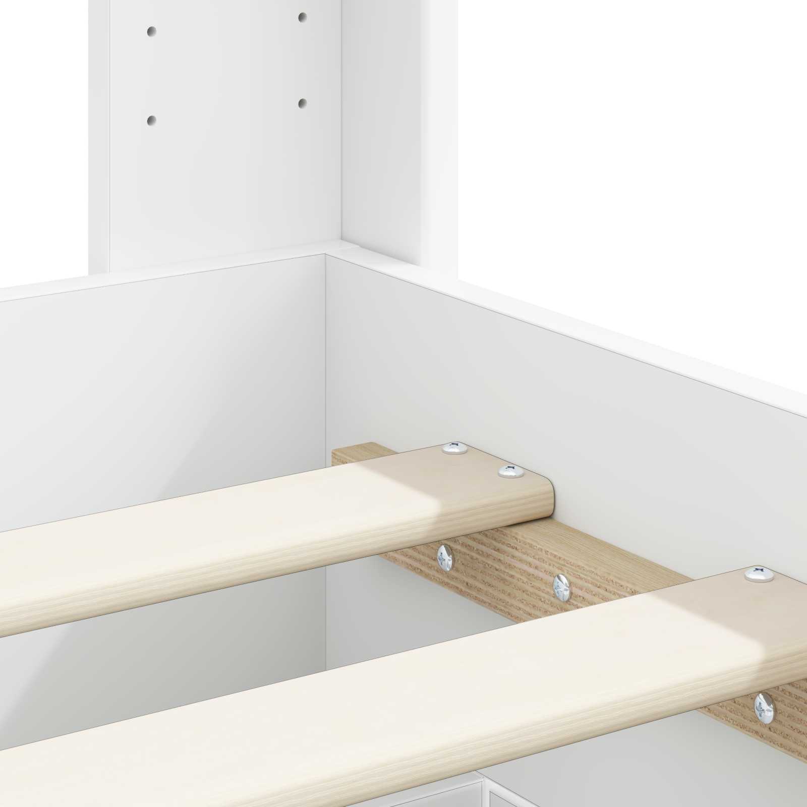 Bedframe met opbergruimte en hoofdbord Wit Bewerkt hout