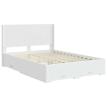 Bedframe met opbergruimte en hoofdbord Wit Bewerkt hout