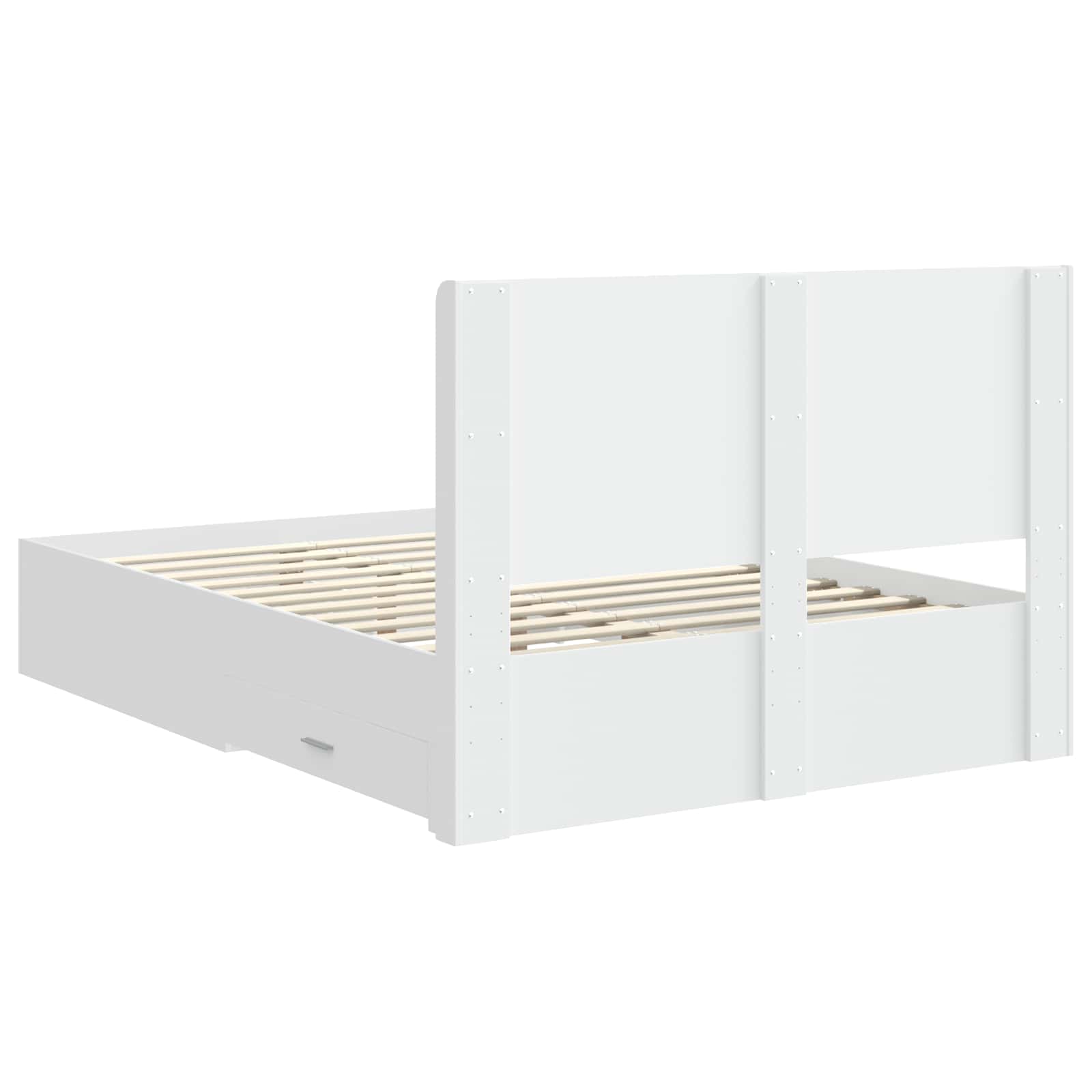 Bedframe met opbergruimte en hoofdbord Wit Bewerkt hout