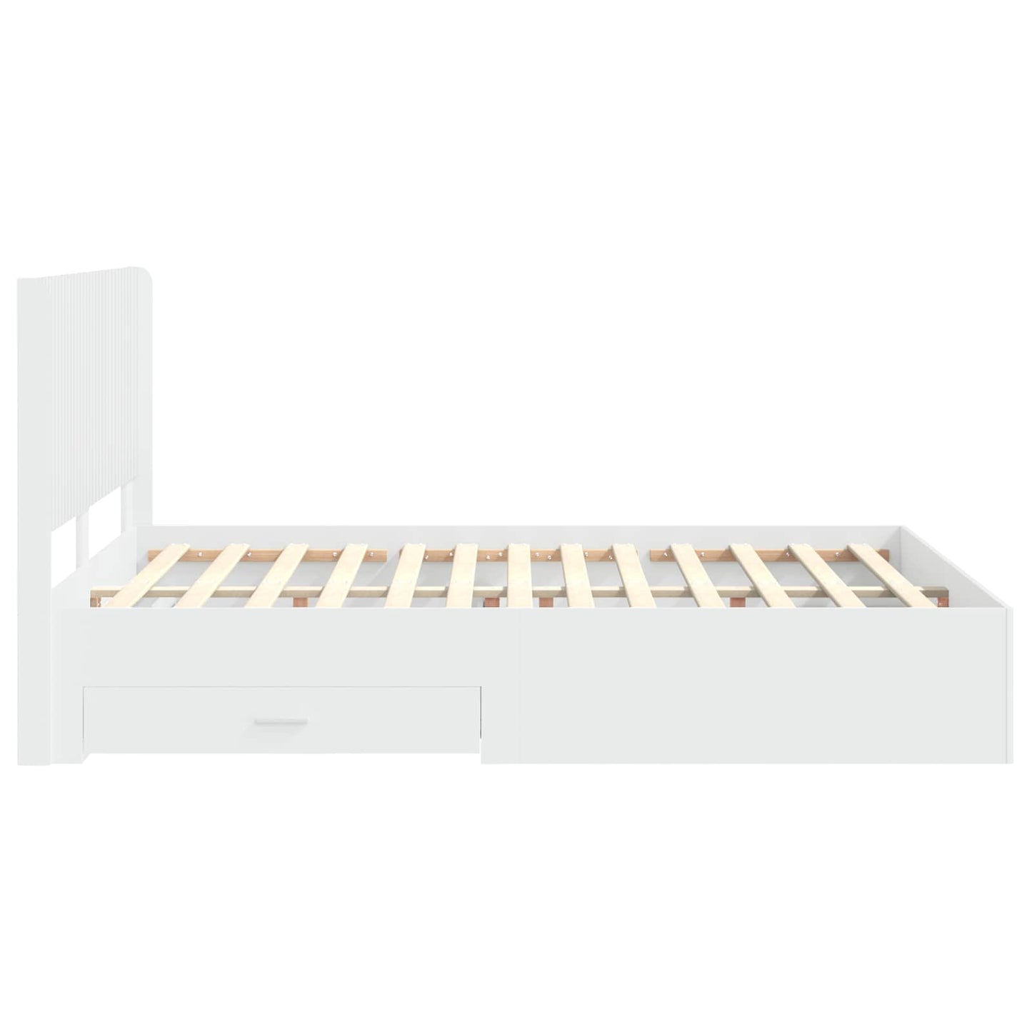 Bedframe met opbergruimte en hoofdbord Wit Bewerkt hout