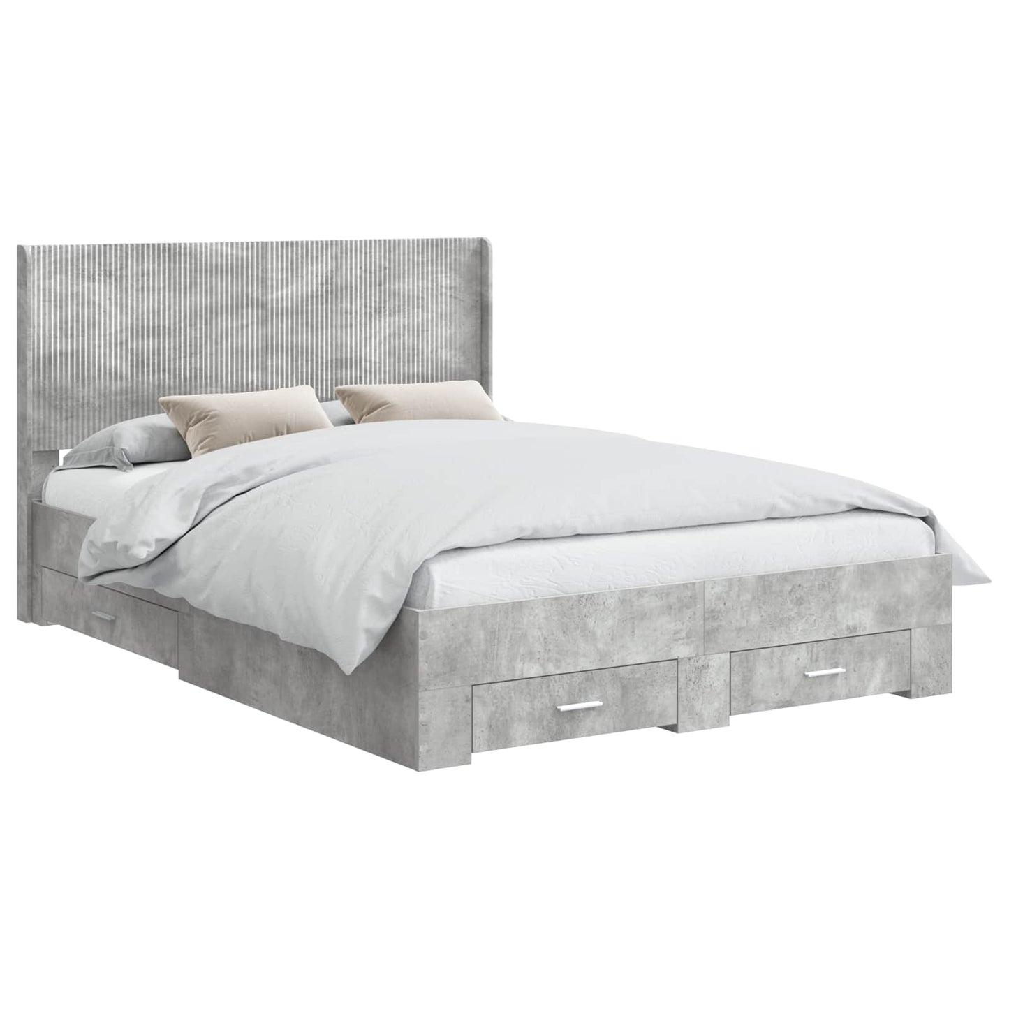 Bedframe met opbergruimte en hoofdbord Betongrijs Bewerkt hout