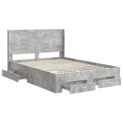 Bedframe met opbergruimte en hoofdbord Betongrijs Bewerkt hout