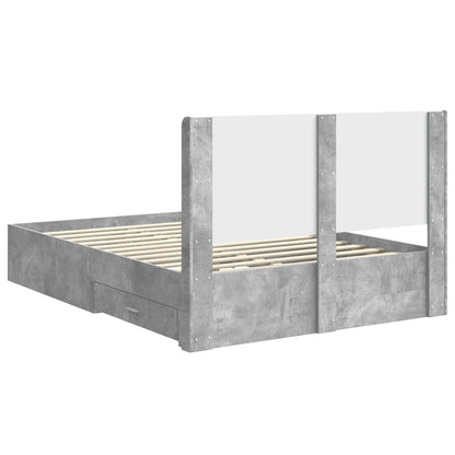 Bedframe met opbergruimte en hoofdbord Betongrijs Bewerkt hout