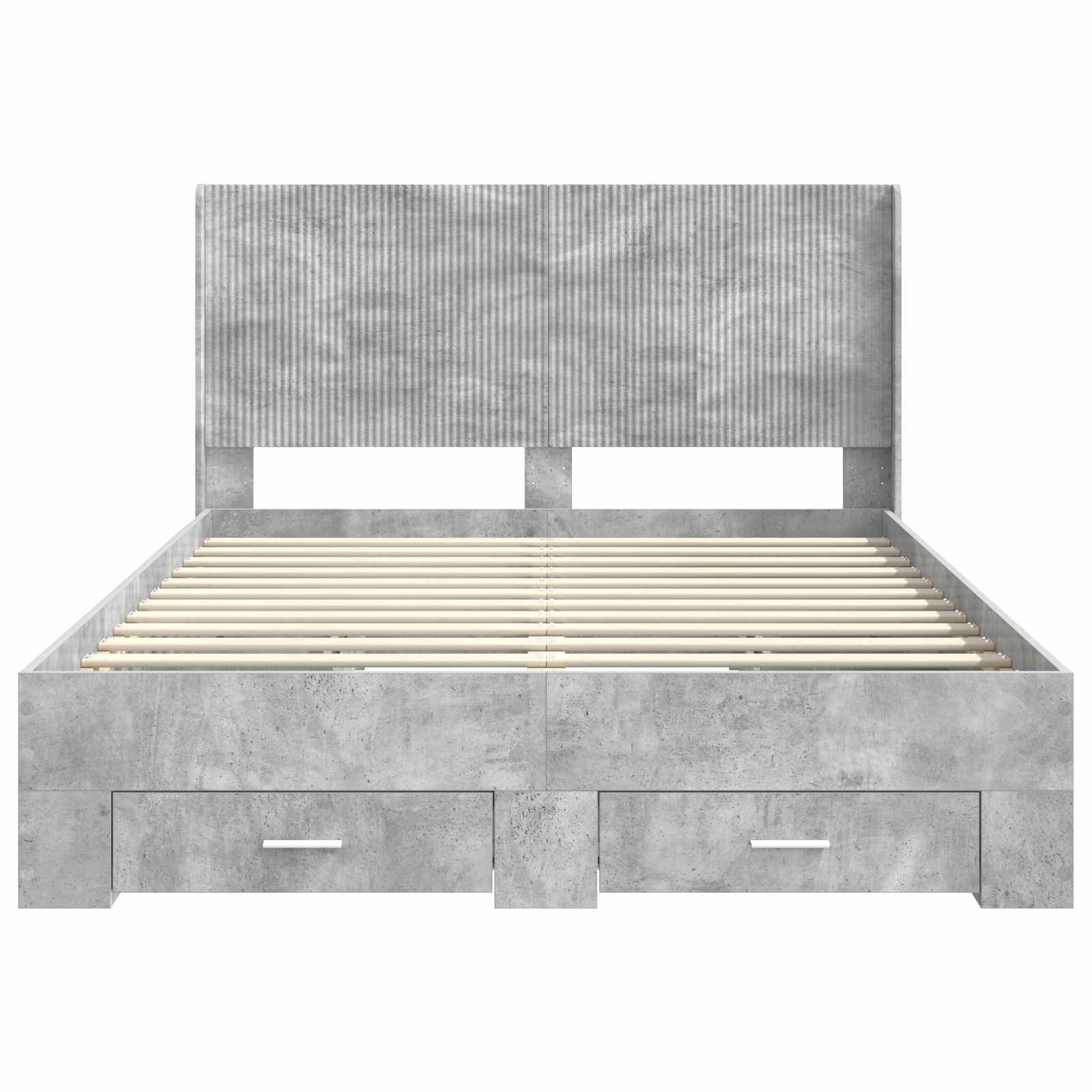 Bedframe met opbergruimte en hoofdbord Betongrijs Bewerkt hout