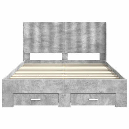 Bedframe met opbergruimte en hoofdbord Betongrijs Bewerkt hout