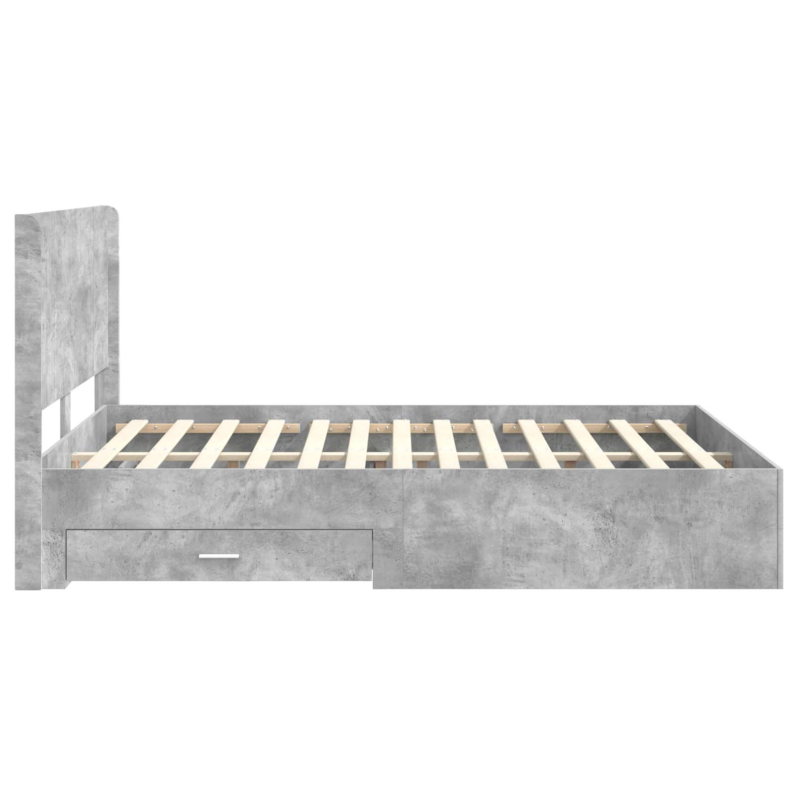 Bedframe met opbergruimte en hoofdbord Betongrijs Bewerkt hout