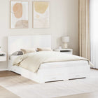 Bedframe met opbergruimte en hoofdbord Wit Bewerkt hout