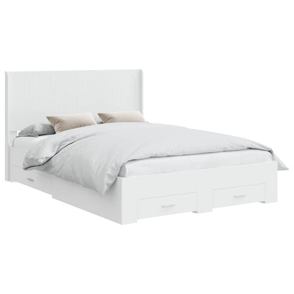 Bedframe met opbergruimte en hoofdbord Wit Bewerkt hout