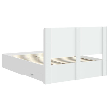 Bedframe met opbergruimte en hoofdbord Wit Bewerkt hout
