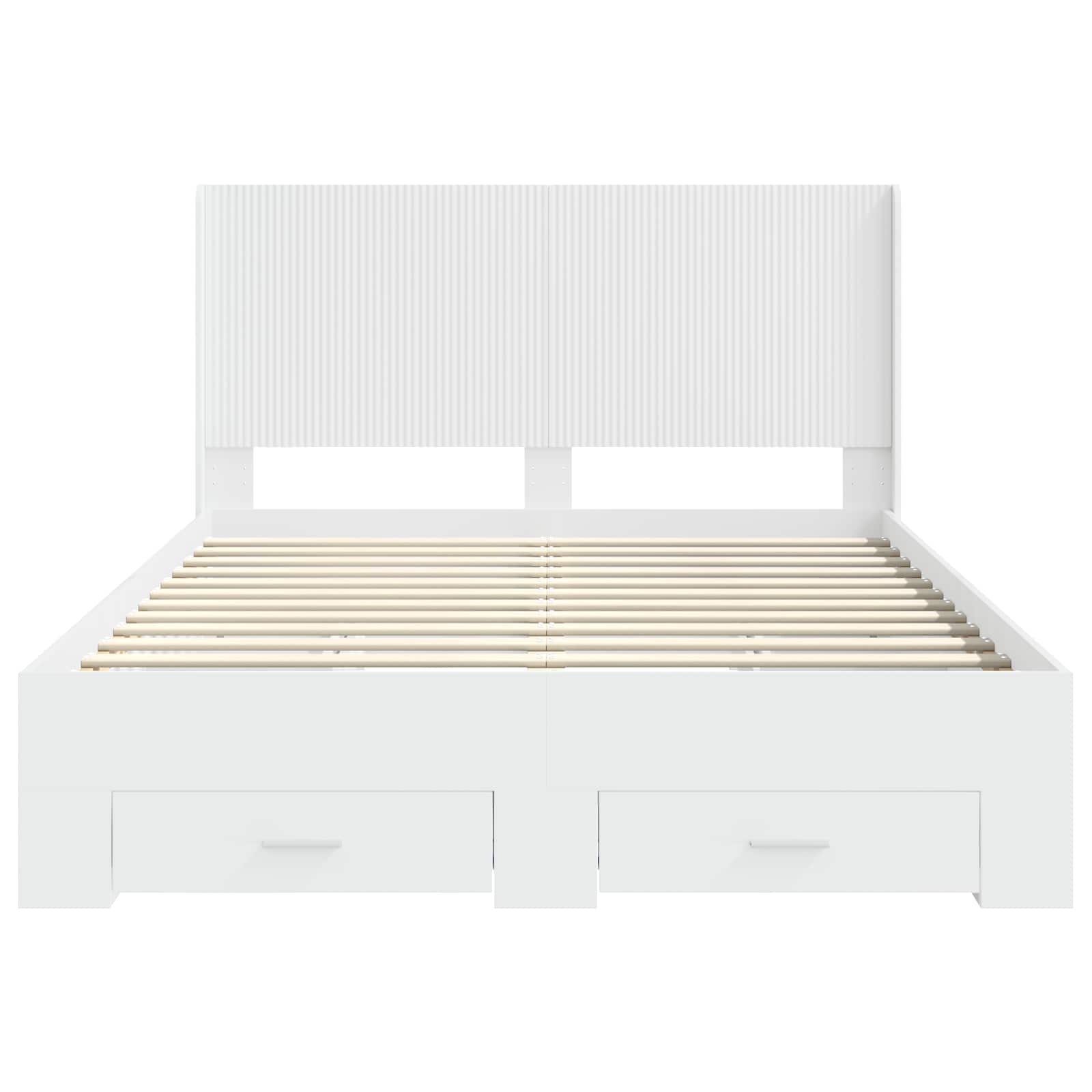 Bedframe met opbergruimte en hoofdbord Wit Bewerkt hout