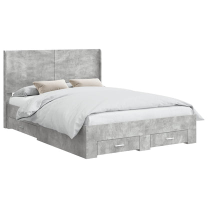 Bedframe met opbergruimte en hoofdbord Betongrijs 140 x 200 cm