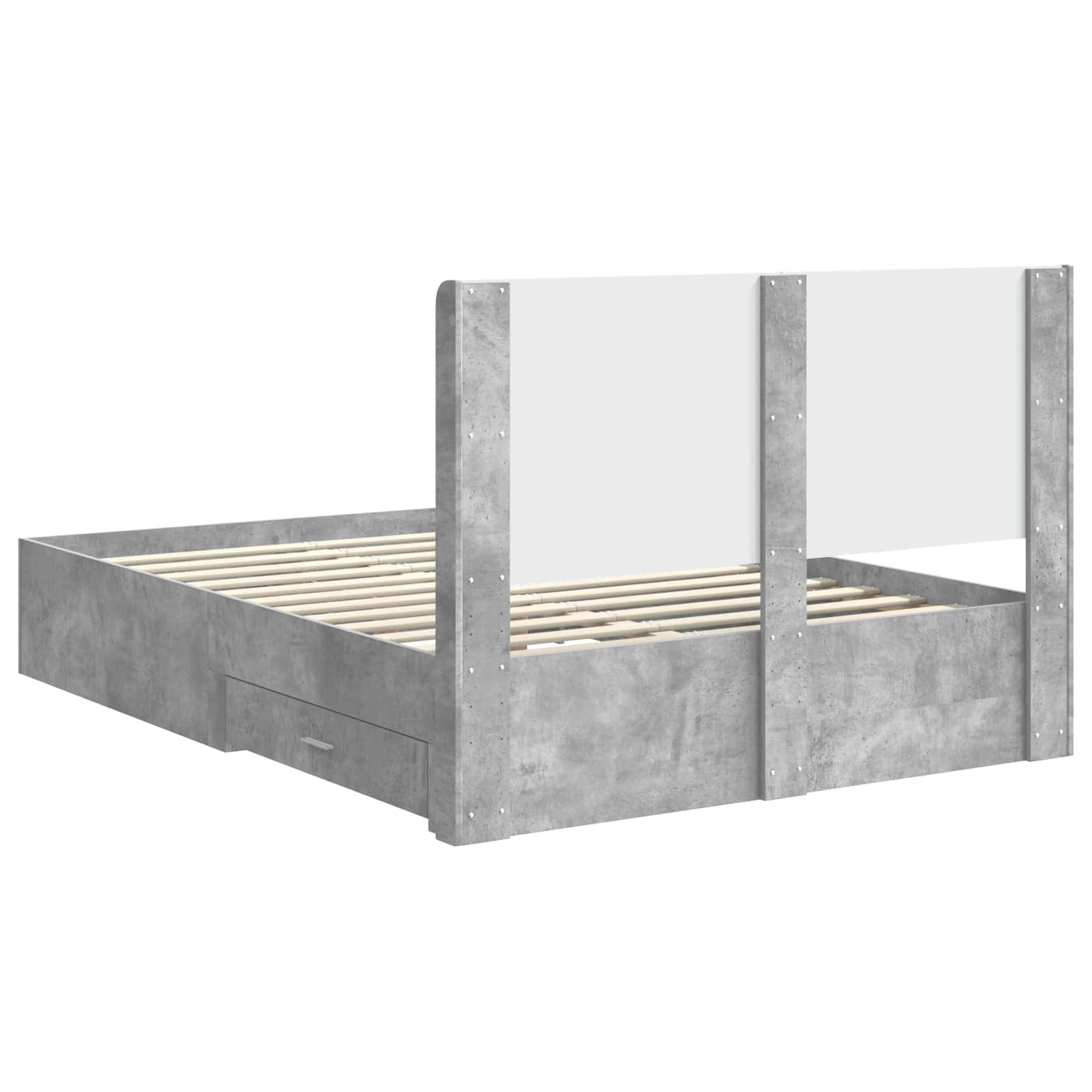 Bedframe met opbergruimte en hoofdbord Betongrijs 140 x 200 cm