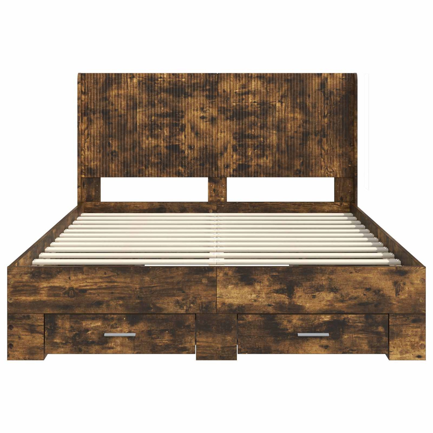 Bedframe met opbergruimte en hoofdbord Gerookt eiken