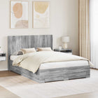 Bedframe met opbergruimte en hoofdbord Grijs Sonoma