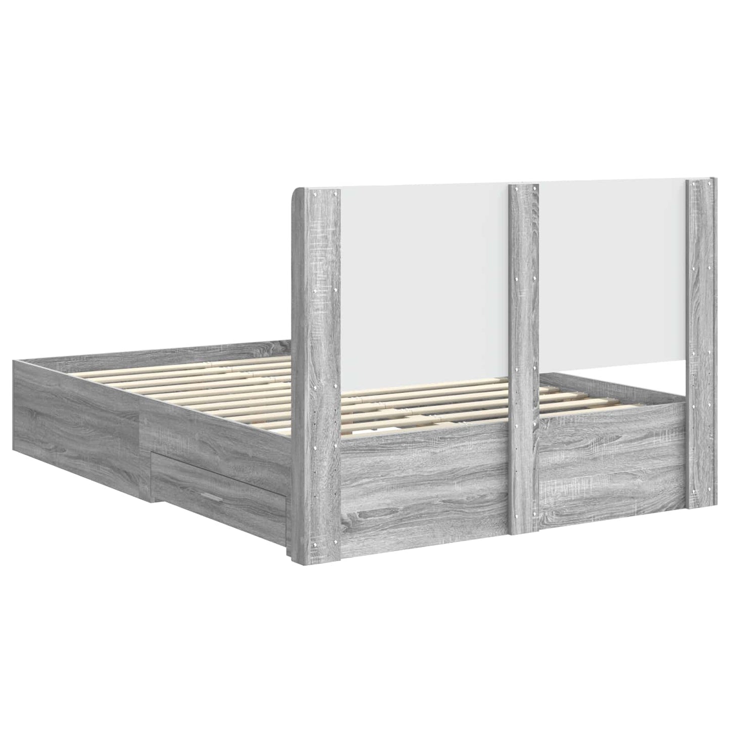 Bedframe met opbergruimte en hoofdbord Grijs Sonoma