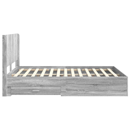 Bedframe met opbergruimte en hoofdbord Grijs Sonoma