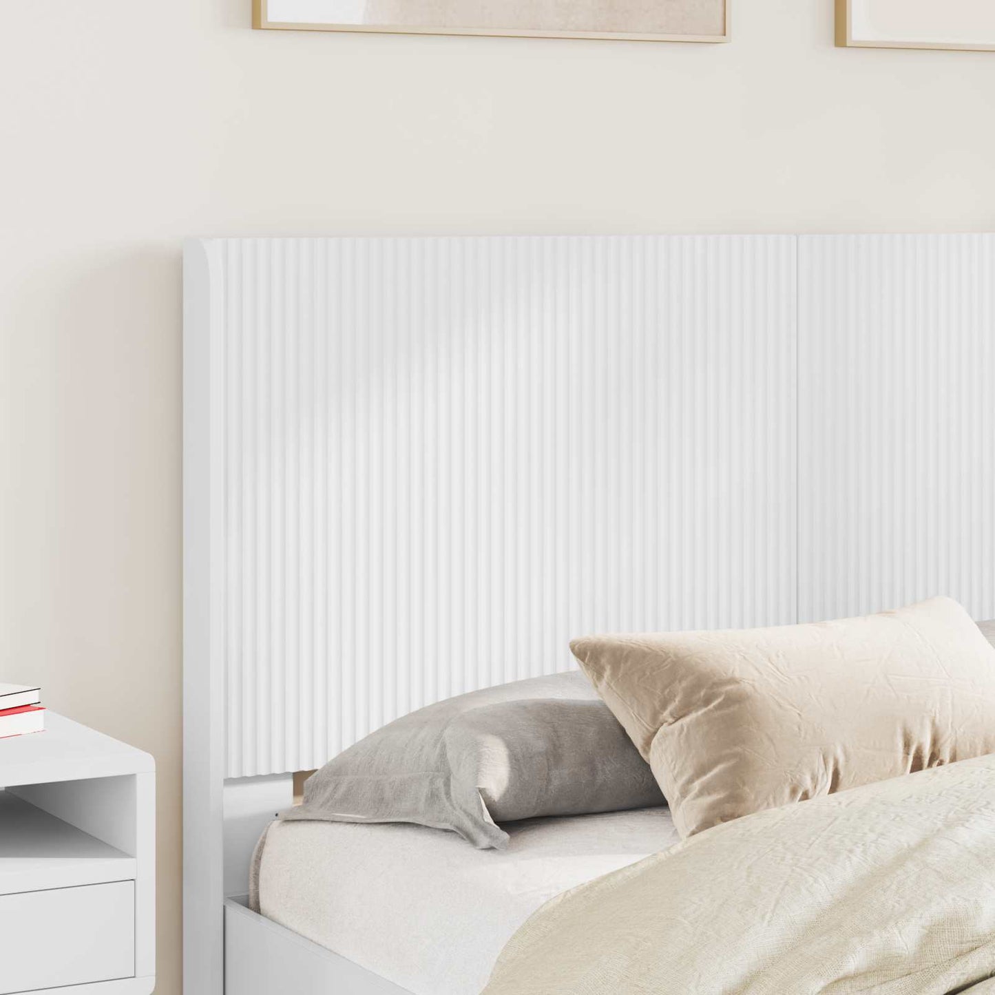 Bedframe met opbergruimte en hoofdbord Wit Bewerkt hout