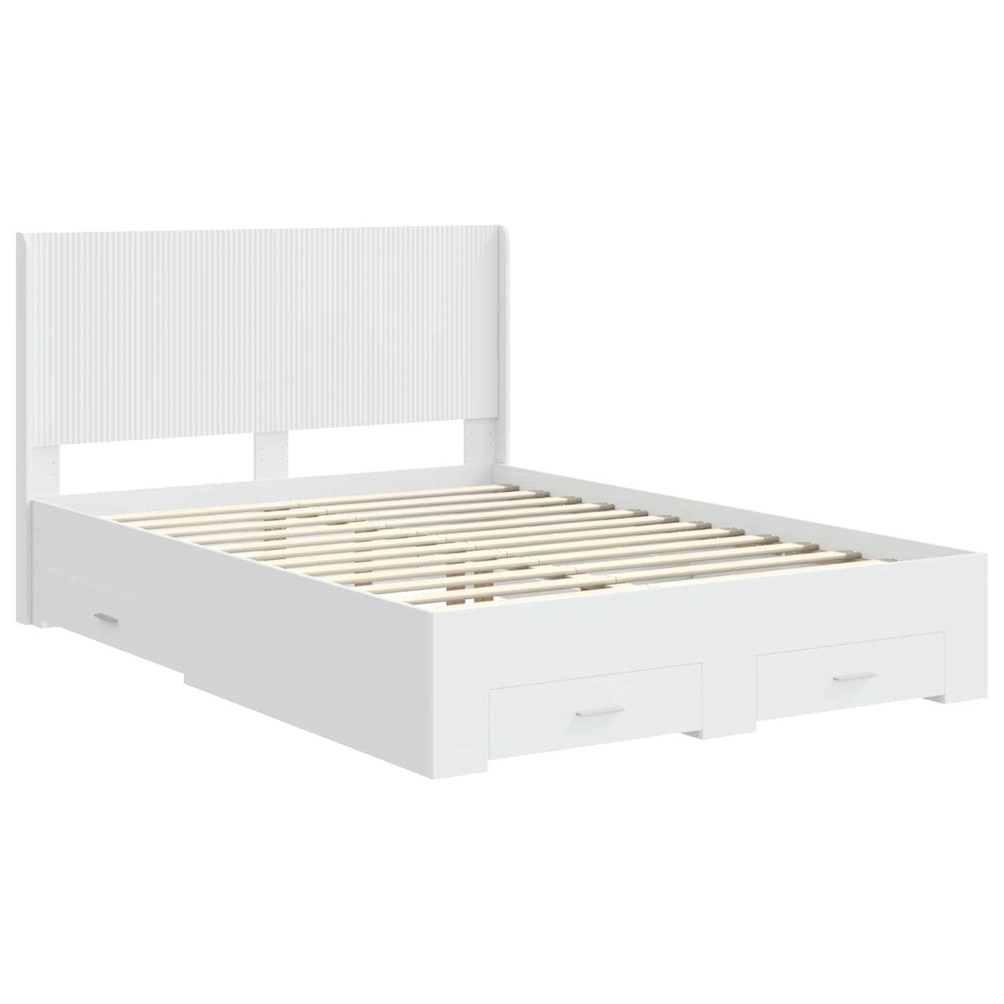 Bedframe met opbergruimte en hoofdbord Wit Bewerkt hout
