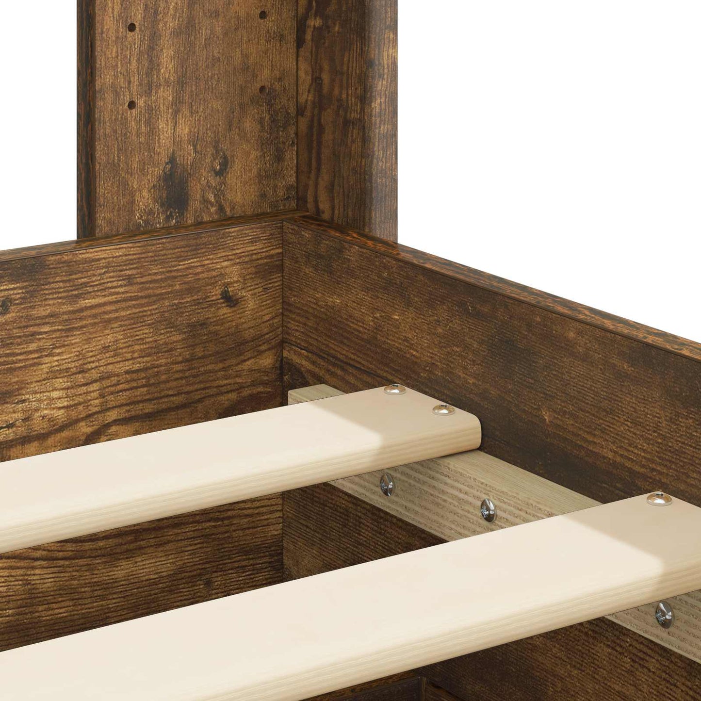 Bedframe met opbergruimte en hoofdbord Gerookt eiken