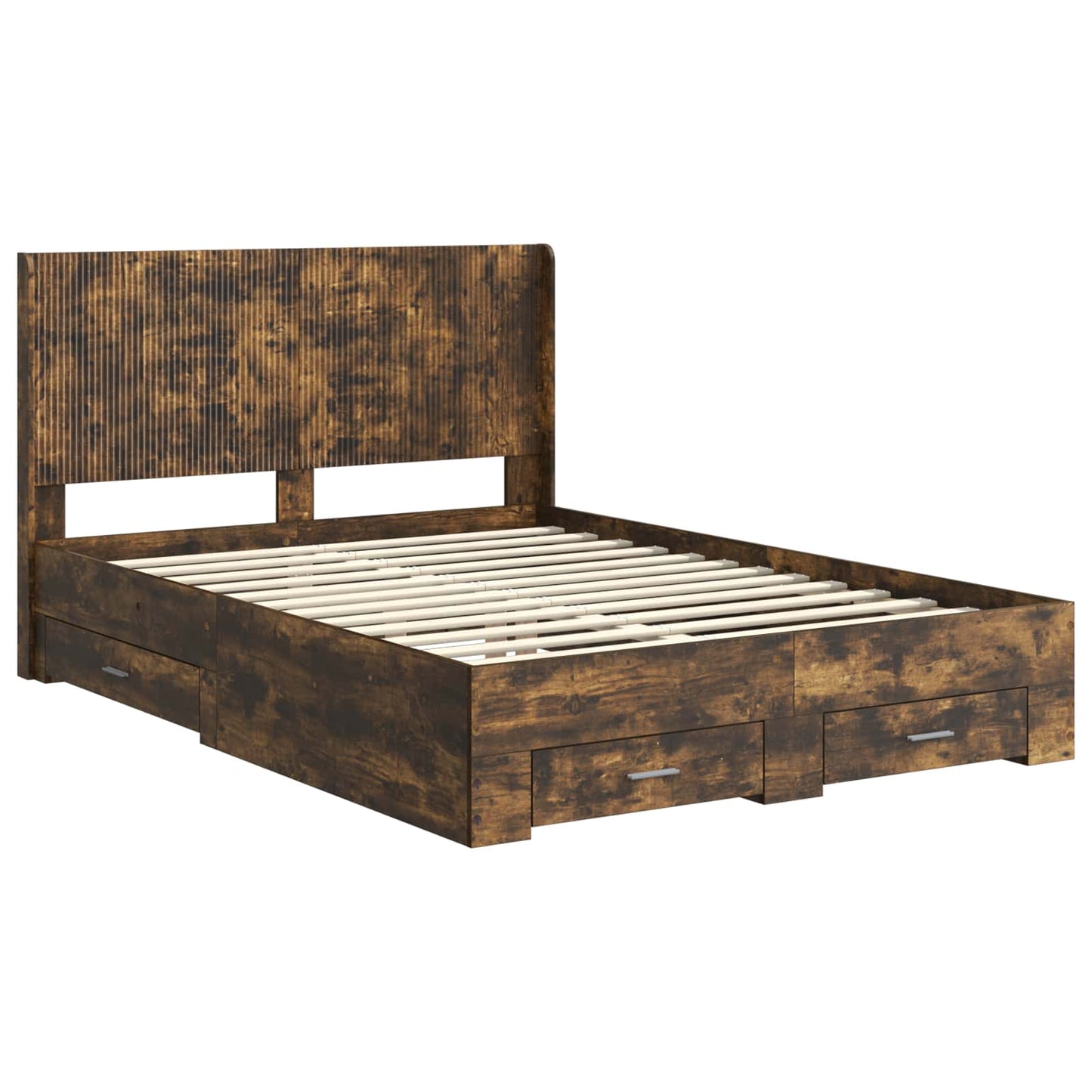 Bedframe met opbergruimte en hoofdbord Gerookt eiken