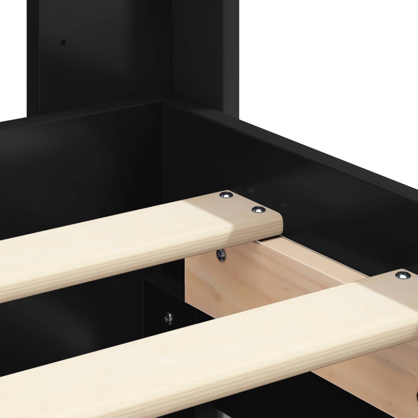 Bedframe met opbergruimte en hoofdbord Zwart 135 x 190 cm