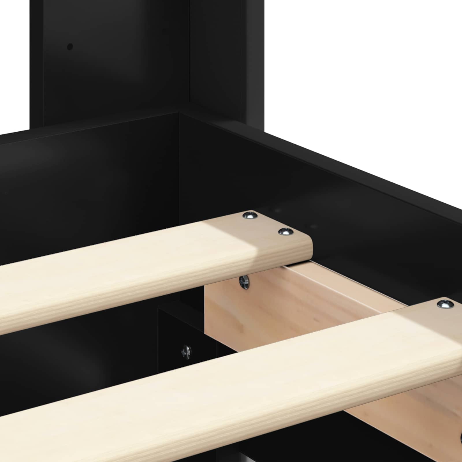 Bedframe met opbergruimte en hoofdbord Zwart 135 x 190 cm