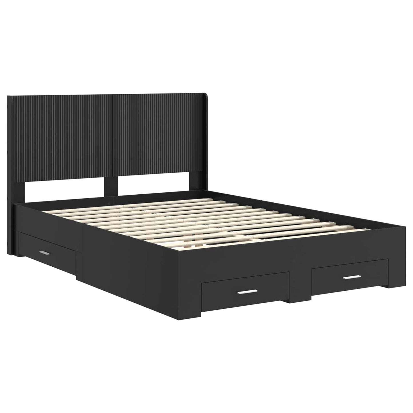 Bedframe met opbergruimte en hoofdbord Zwart 135 x 190 cm