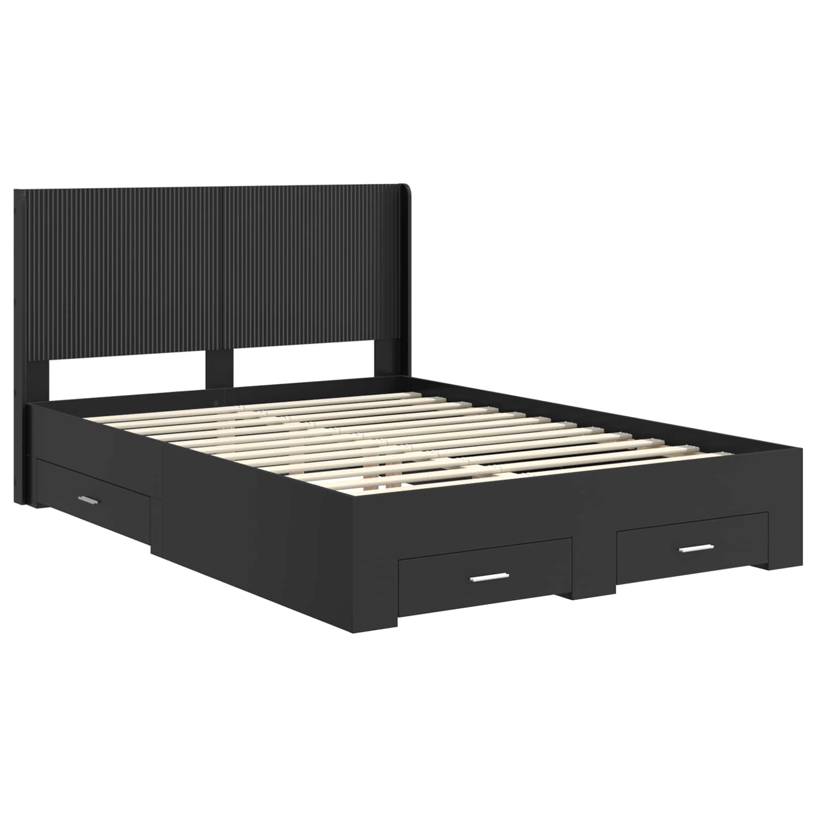 Bedframe met opbergruimte en hoofdbord Zwart 135 x 190 cm
